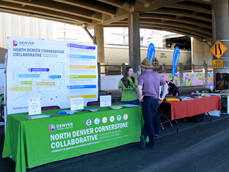 Photo of mural artwork painted under the I-70 viaduct during the 'duct-work Event (September 30, 2016).