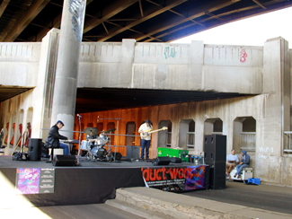 Photo of mural artwork painted under the I-70 viaduct during the 'duct-work Event (September 30, 2016).