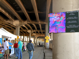 Photo of mural artwork painted under the I-70 viaduct during the 'duct-work Event (September 30, 2016).