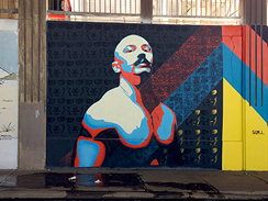 Photo of final mural artwork painted under the I-70 viaduct during the 'duct-work Event (October 6, 2016).