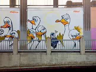 Photo of final mural artwork painted under the I-70 viaduct during the 'duct-work Event (October 6, 2016).