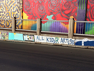 Photo of final mural artwork painted under the I-70 viaduct during the 'duct-work Event (October 6, 2016).
