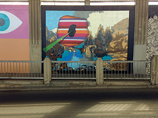 Photo of final mural artwork painted under the I-70 viaduct during the 'duct-work Event (October 6, 2016).