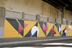 Photo of final mural artwork painted under the I-70 viaduct during the 'duct-work Event (October 6, 2016).