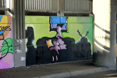 Photo of final mural artwork painted under the I-70 viaduct during the 'duct-work Event (October 6, 2016).