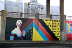Photo of final mural artwork painted under the I-70 viaduct during the 'duct-work Event (October 6, 2016).