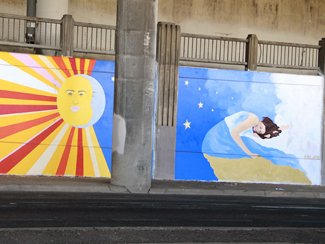 Photo of final mural artwork painted under the I-70 viaduct during the 'duct-work Event (October 6, 2016).