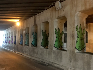 Photo of final mural artwork painted under the I-70 viaduct during the 'duct-work Event (October 6, 2016).