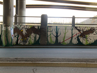 Photo of final mural artwork painted under the I-70 viaduct during the 'duct-work Event (October 6, 2016).