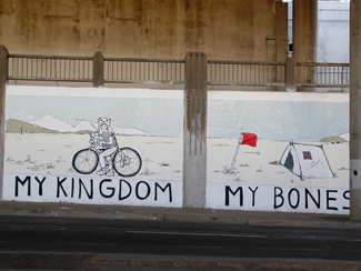 Photo of final mural artwork painted under the I-70 viaduct during the 'duct-work Event (October 6, 2016).