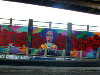 Photo of final mural artwork painted under the I-70 viaduct during the 'duct-work Event (October 6, 2016).