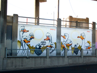 Photo of final mural artwork painted under the I-70 viaduct during the 'duct-work Event (October 6, 2016).