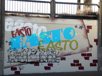 Photo of final mural artwork painted under the I-70 viaduct during the 'duct-work Event (October 6, 2016).