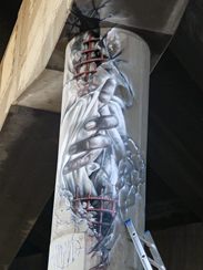 Photo of final mural artwork painted under the I-70 viaduct during the 'duct-work Event (October 6, 2016).