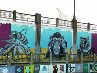 Photo of final mural artwork painted under the I-70 viaduct during the 'duct-work Event (October 6, 2016).