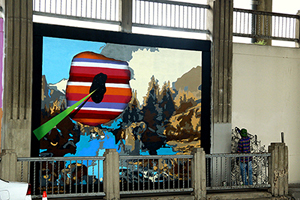 Photo of mural artwork painted under the I-70 viaduct during the 'duct-work Event (September 30, 2016).