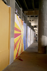 Photo of mural artwork painted under the I-70 viaduct during the 'duct-work Event (September 30, 2016).
