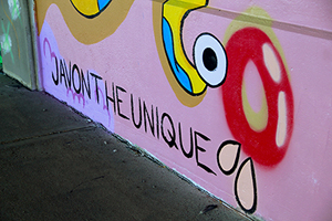 Photo of mural artwork painted under the I-70 viaduct during the 'duct-work Event (September 30, 2016).