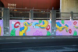 Photo of mural artwork painted under the I-70 viaduct during the 'duct-work Event (September 30, 2016).