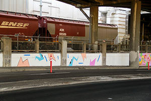 Photo of mural artwork painted under the I-70 viaduct during the 'duct-work Event (September 30, 2016).