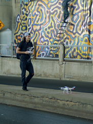 Photo of mural artwork painted under the I-70 viaduct during the 'duct-work Event (September 30, 2016).