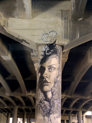 Photo of mural artwork painted under the I-70 viaduct during the 'duct-work Event (September 30, 2016).