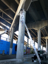 Photo of mural artwork painted under the I-70 viaduct during the 'duct-work Event (September 30, 2016).