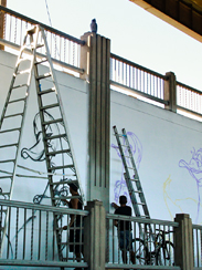 Photo of mural artwork painted under the I-70 viaduct during the 'duct-work Event (September 30, 2016).