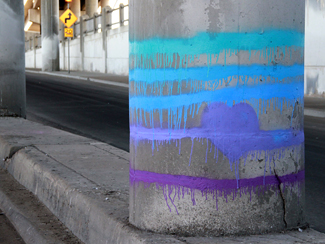 Photo of mural artwork painted under the I-70 viaduct during the 'duct-work Event (September 30, 2016).