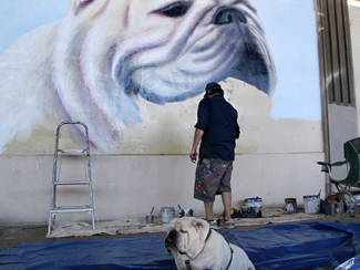 Photo of mural artwork painted under the I-70 viaduct during the 'duct-work Event (September 30, 2016).